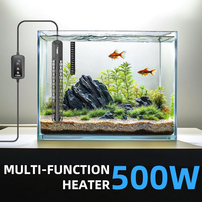 FREESEA Aquarium Heater for Fish Tank: 100W/200W/300W/500W Submersible Fish Tank Heater with Over-Temperature and Off-Water Protection for 75-120 Gallon Saltwater and Freshwater - Image 1